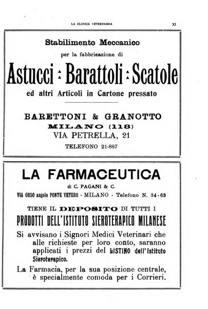 La clinica veterinaria rivista di medicina e chirurgia pratica degli animali domestici