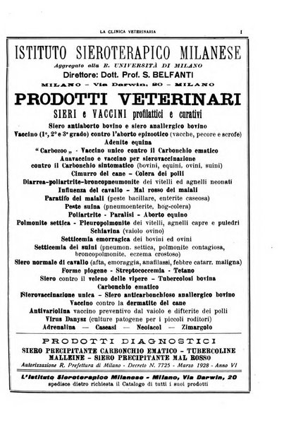 La clinica veterinaria rivista di medicina e chirurgia pratica degli animali domestici