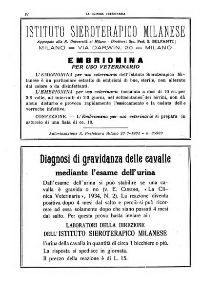 La clinica veterinaria rivista di medicina e chirurgia pratica degli animali domestici