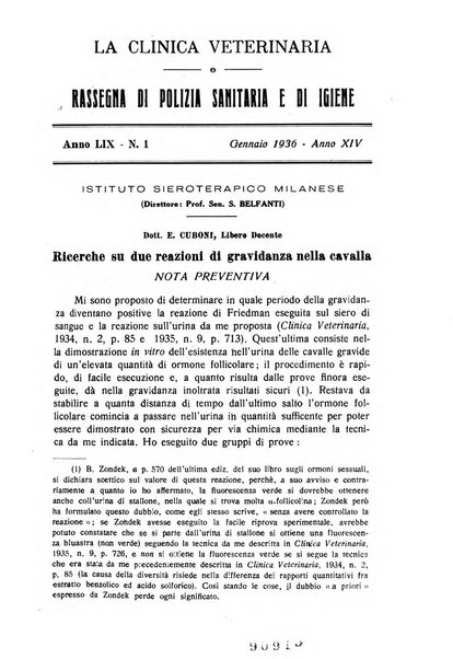 La clinica veterinaria rivista di medicina e chirurgia pratica degli animali domestici