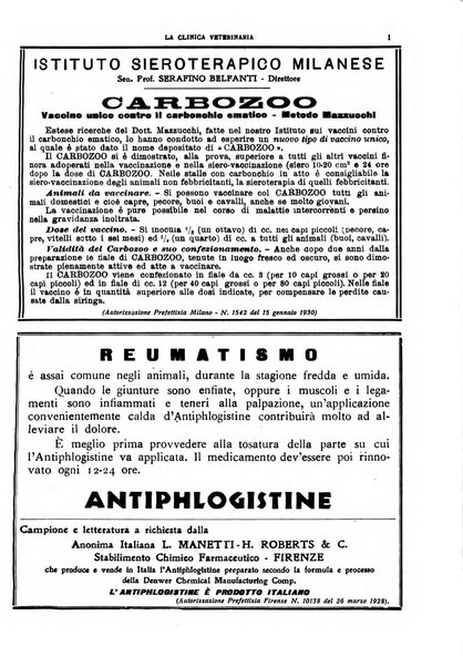 La clinica veterinaria rivista di medicina e chirurgia pratica degli animali domestici