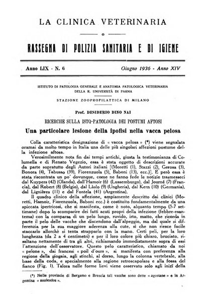 La clinica veterinaria rivista di medicina e chirurgia pratica degli animali domestici