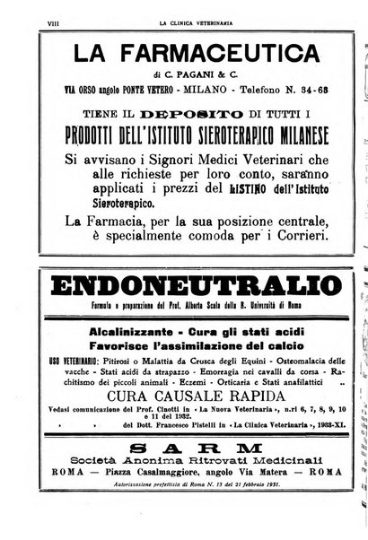 La clinica veterinaria rivista di medicina e chirurgia pratica degli animali domestici