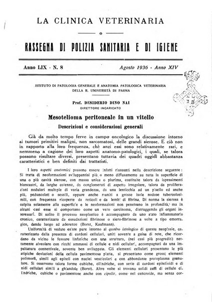 La clinica veterinaria rivista di medicina e chirurgia pratica degli animali domestici