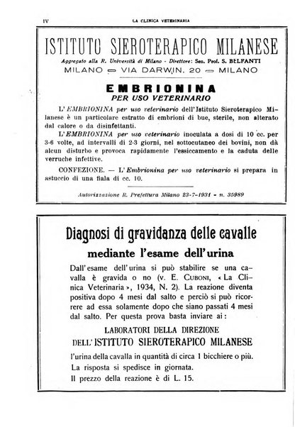 La clinica veterinaria rivista di medicina e chirurgia pratica degli animali domestici