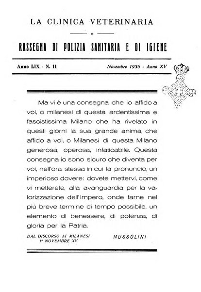 La clinica veterinaria rivista di medicina e chirurgia pratica degli animali domestici