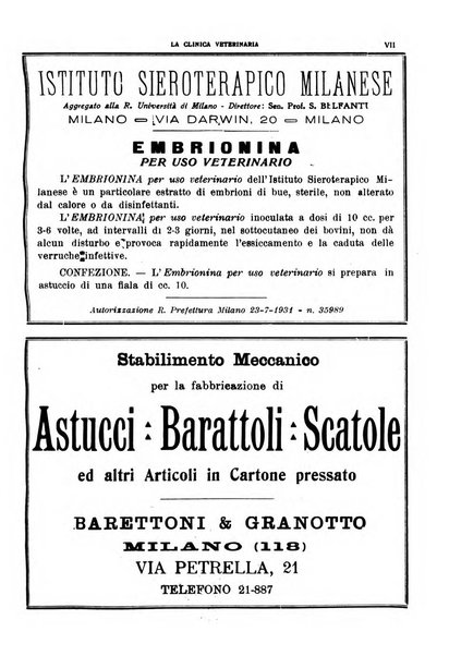 La clinica veterinaria rivista di medicina e chirurgia pratica degli animali domestici