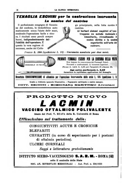 La clinica veterinaria rivista di medicina e chirurgia pratica degli animali domestici