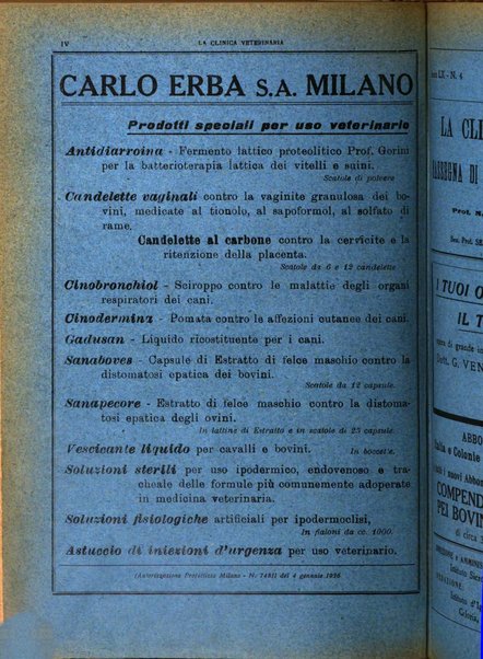 La clinica veterinaria rivista di medicina e chirurgia pratica degli animali domestici