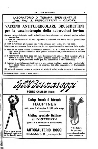 La clinica veterinaria rivista di medicina e chirurgia pratica degli animali domestici