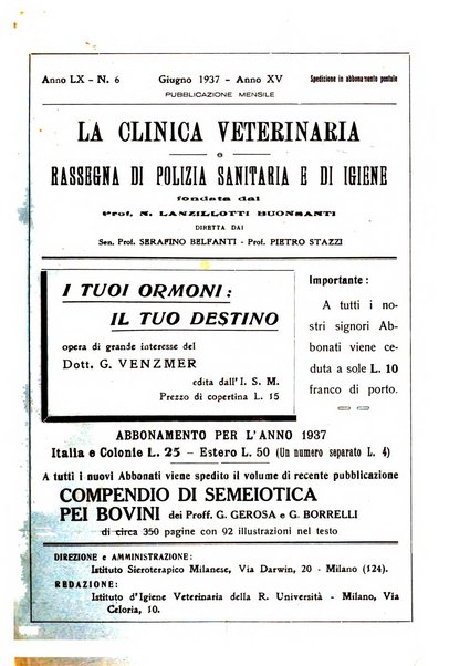 La clinica veterinaria rivista di medicina e chirurgia pratica degli animali domestici