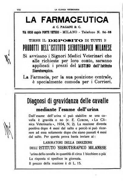 La clinica veterinaria rivista di medicina e chirurgia pratica degli animali domestici