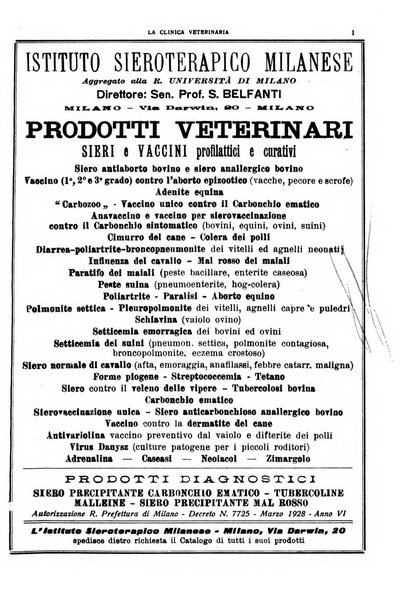 La clinica veterinaria rivista di medicina e chirurgia pratica degli animali domestici