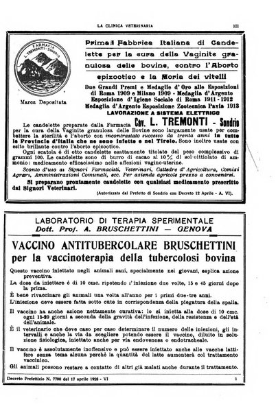 La clinica veterinaria rivista di medicina e chirurgia pratica degli animali domestici