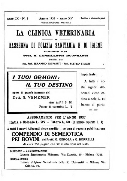 La clinica veterinaria rivista di medicina e chirurgia pratica degli animali domestici