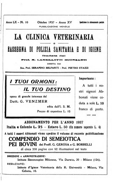 La clinica veterinaria rivista di medicina e chirurgia pratica degli animali domestici