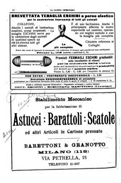 La clinica veterinaria rivista di medicina e chirurgia pratica degli animali domestici