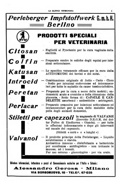 La clinica veterinaria rivista di medicina e chirurgia pratica degli animali domestici