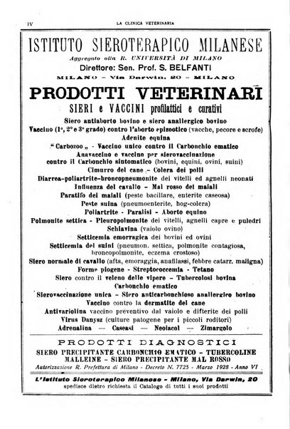 La clinica veterinaria rivista di medicina e chirurgia pratica degli animali domestici