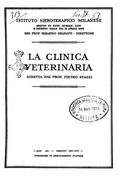 La clinica veterinaria rivista di medicina e chirurgia pratica degli animali domestici