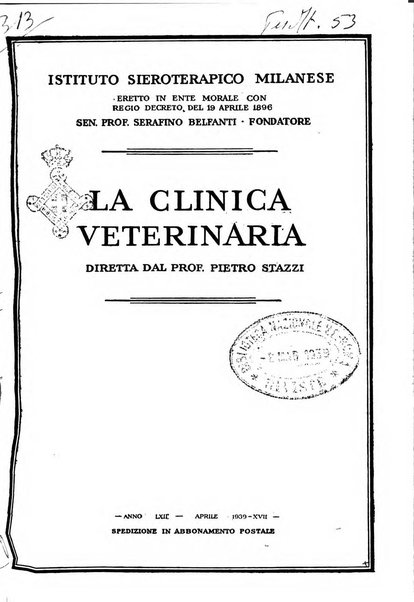 La clinica veterinaria rivista di medicina e chirurgia pratica degli animali domestici