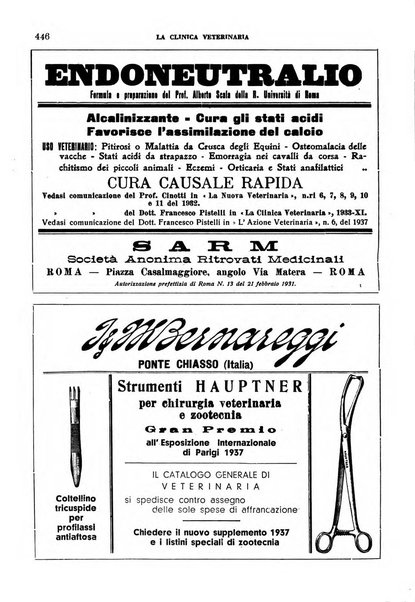 La clinica veterinaria rivista di medicina e chirurgia pratica degli animali domestici