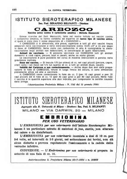 La clinica veterinaria rivista di medicina e chirurgia pratica degli animali domestici