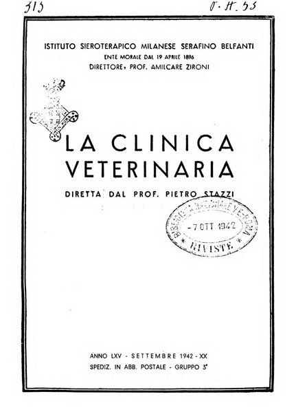 La clinica veterinaria rivista di medicina e chirurgia pratica degli animali domestici