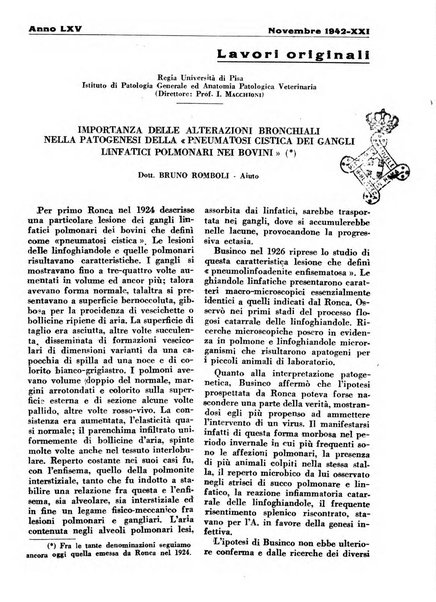 La clinica veterinaria rivista di medicina e chirurgia pratica degli animali domestici