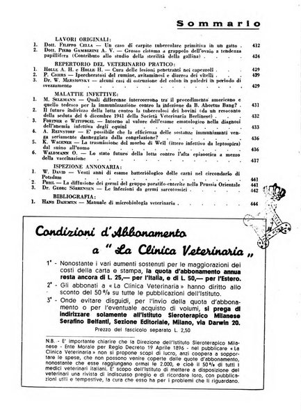 La clinica veterinaria rivista di medicina e chirurgia pratica degli animali domestici