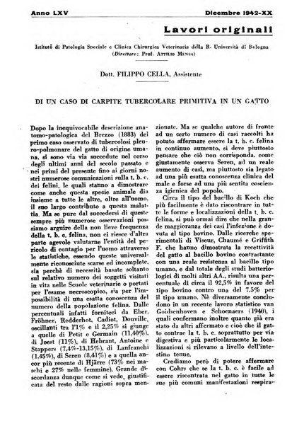 La clinica veterinaria rivista di medicina e chirurgia pratica degli animali domestici