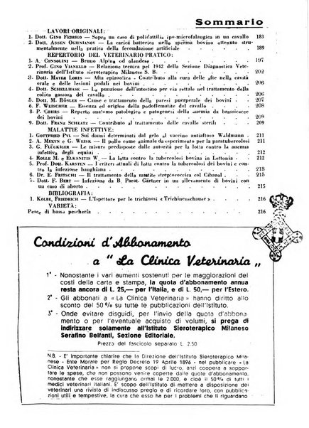 La clinica veterinaria rivista di medicina e chirurgia pratica degli animali domestici