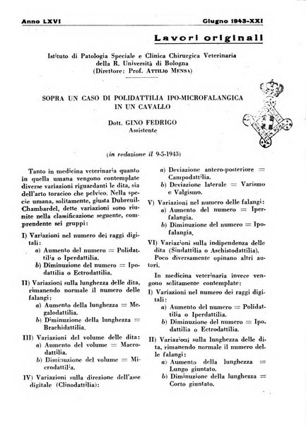 La clinica veterinaria rivista di medicina e chirurgia pratica degli animali domestici