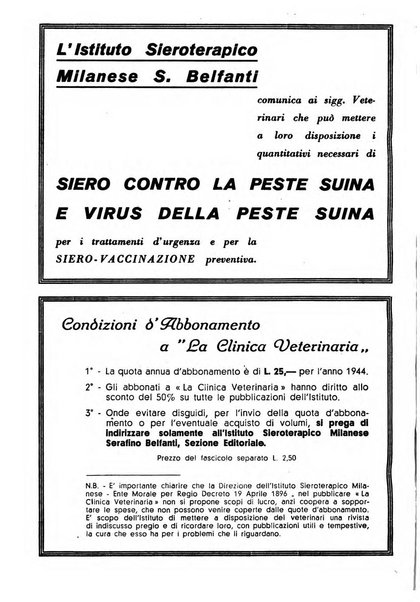 La clinica veterinaria rivista di medicina e chirurgia pratica degli animali domestici