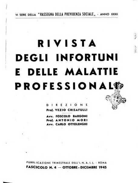 Rivista degli infortuni e delle malattie professionali pubblicazione bimestrale dell'I.N.A.I.L