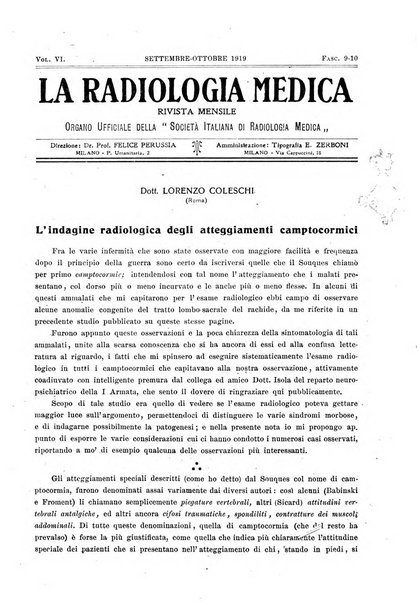 La radiologia medica rivista mensile