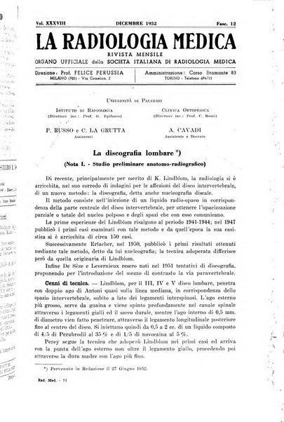 La radiologia medica rivista mensile