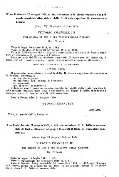Bollettino dei ministeri per l'agricoltura e per l'industria, il commercio ed il lavoro. Serie A: Parte ufficiale