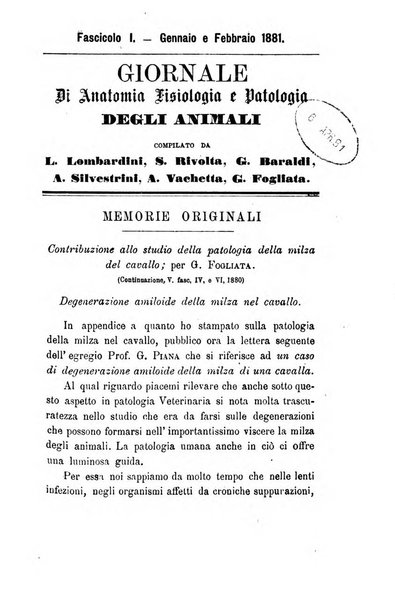 Giornale di anatomia, fisiologia e patologia degli animali