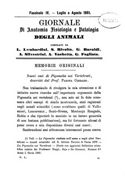 Giornale di anatomia, fisiologia e patologia degli animali