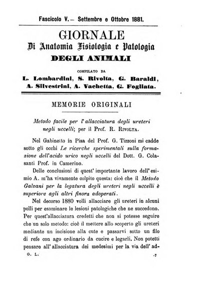 Giornale di anatomia, fisiologia e patologia degli animali