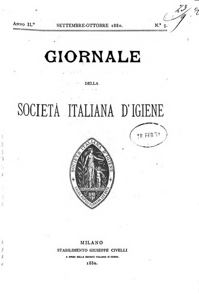 Giornale della Società italiana d'igiene