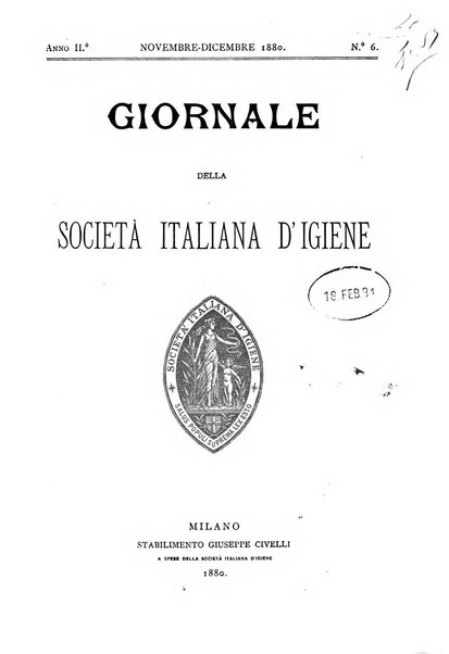 Giornale della Società italiana d'igiene