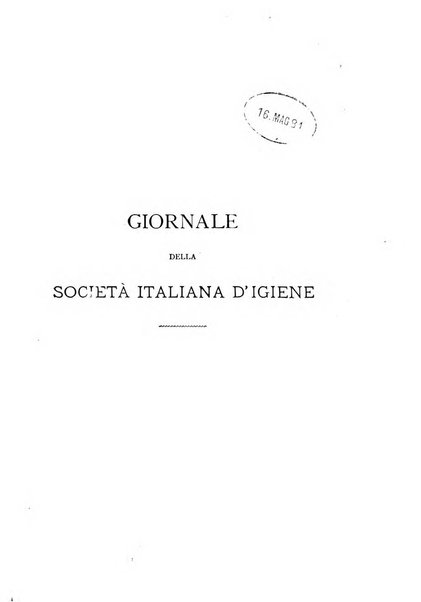 Giornale della Società italiana d'igiene