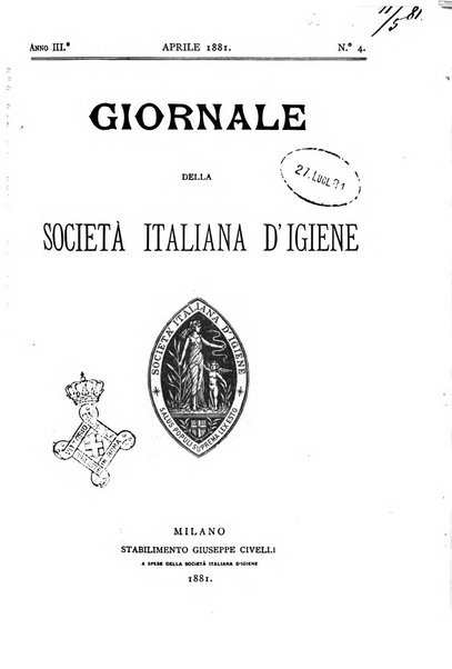 Giornale della Società italiana d'igiene