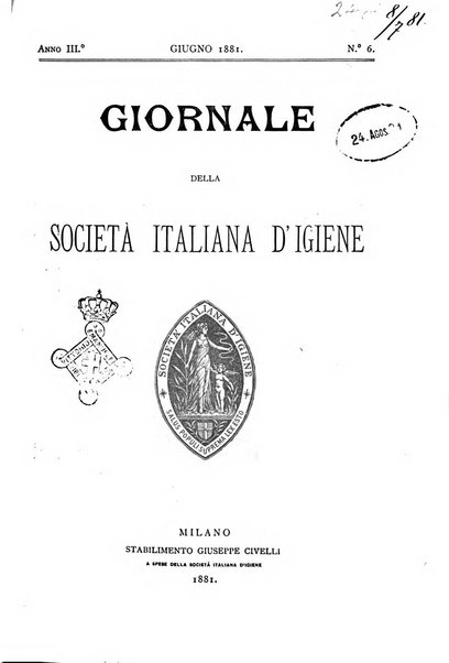 Giornale della Società italiana d'igiene