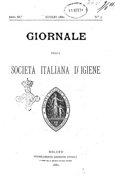 Giornale della Società italiana d'igiene