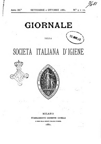 Giornale della Società italiana d'igiene