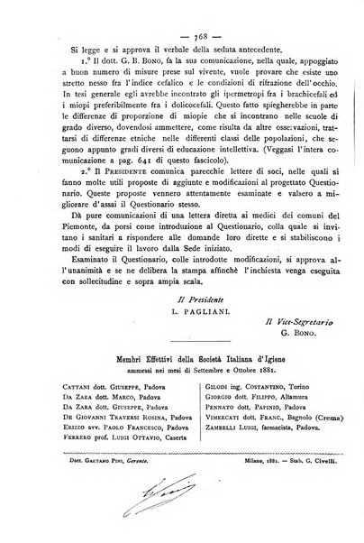 Giornale della Società italiana d'igiene