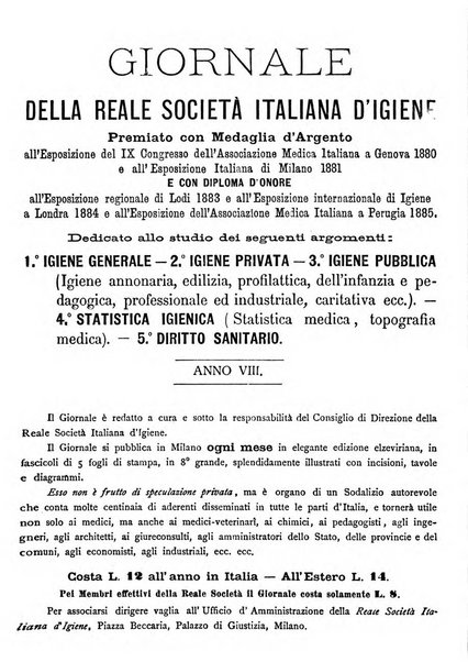 Giornale della Società italiana d'igiene